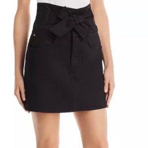 Rebecca Minkoff Callie Womens Black Denim High Rise Tie Front Mini Skirt size XS